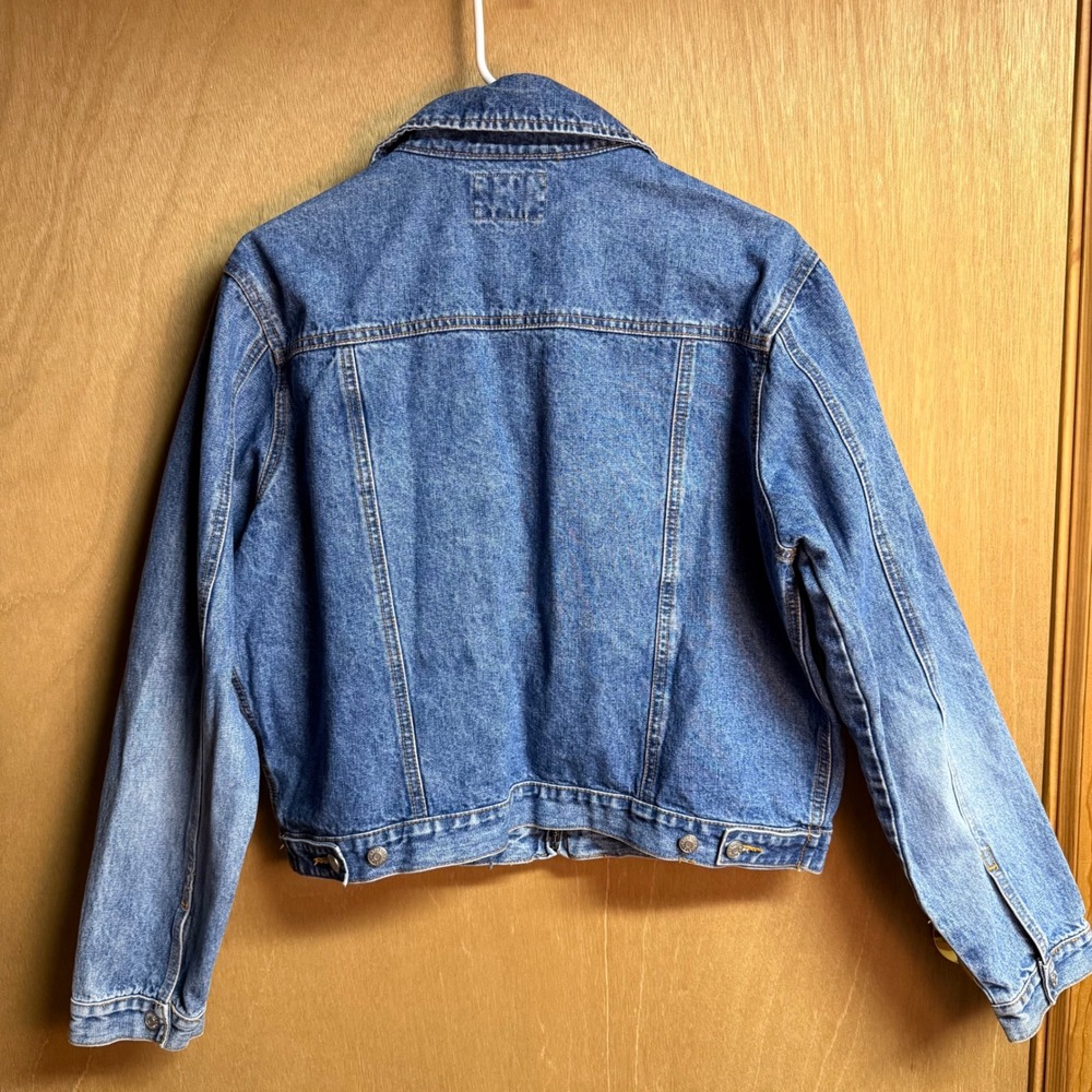 Vintage Express Bleus Denim Jacket Womens Large Full Zip Medium Wash 100% Cotton - Picture 2 of 8